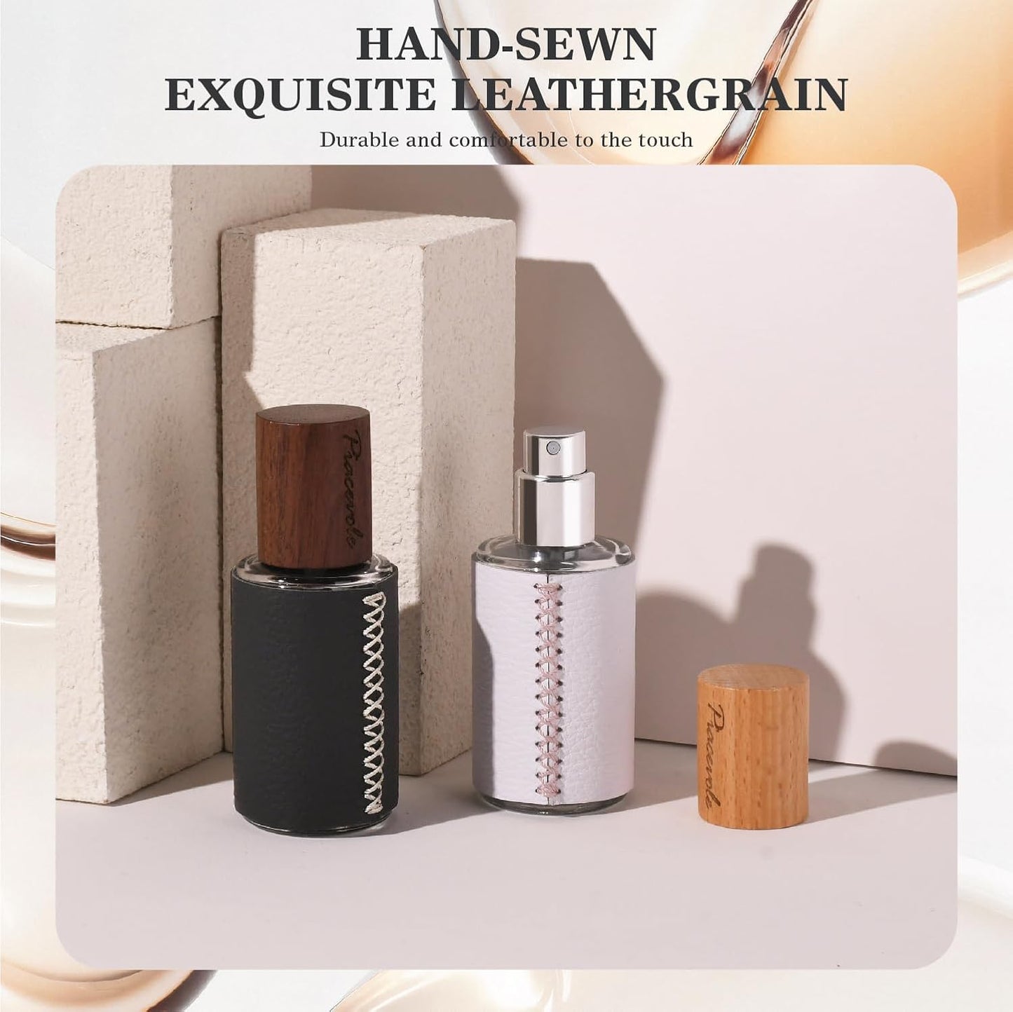 2 Botellas Perfume Vidrio Recargables Viaje Negroblanco 0.7oz