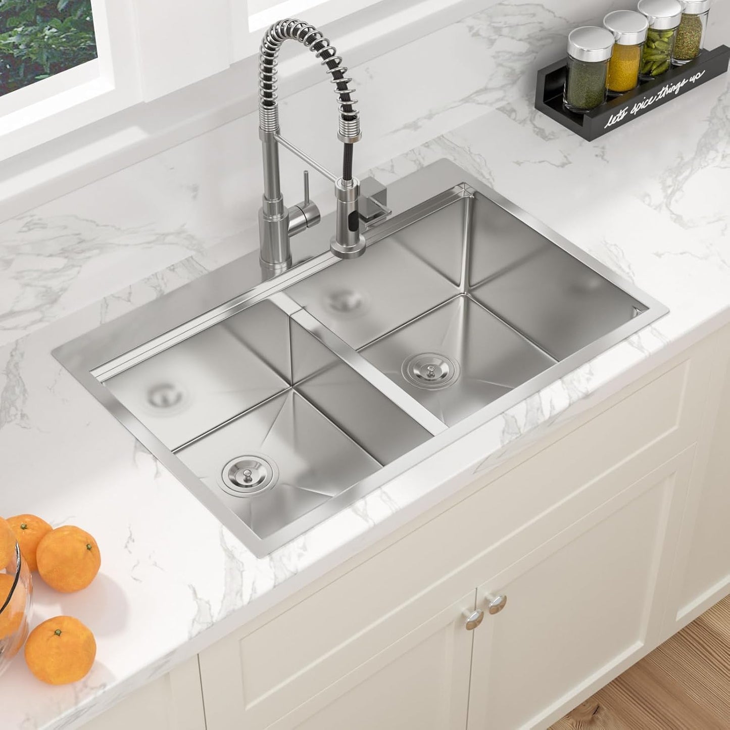 Fregadero cocina acero inox 36x22pulg doble cuenco 50/50