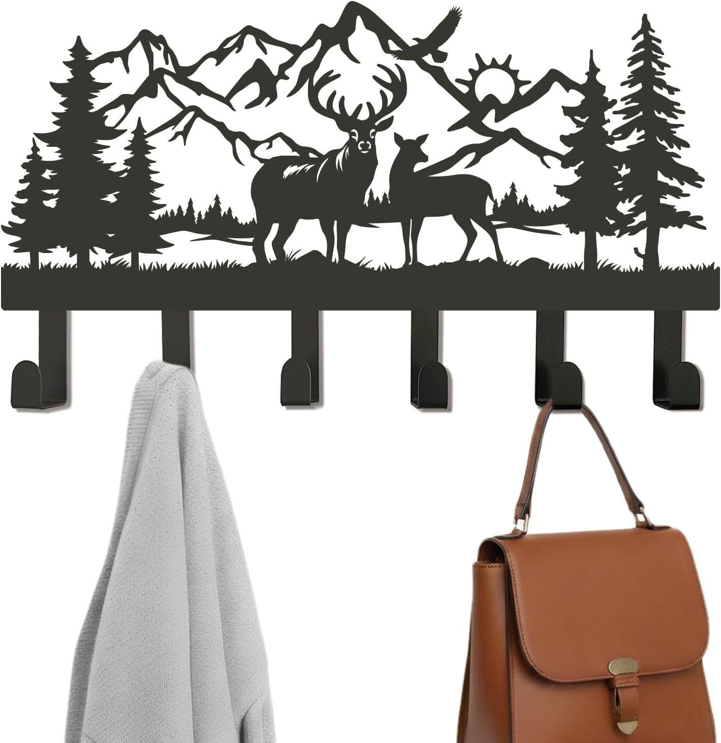 Perchero metal 6 ganchos decorativos para sombreros abrigos baño