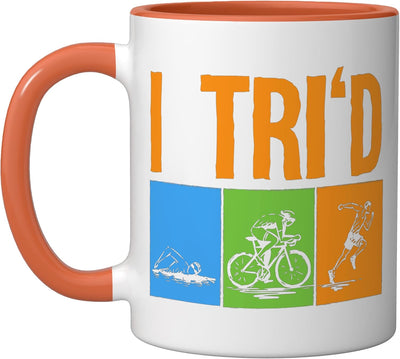 Taza de cerámica para triatlón hombre mujer naranja/blanco