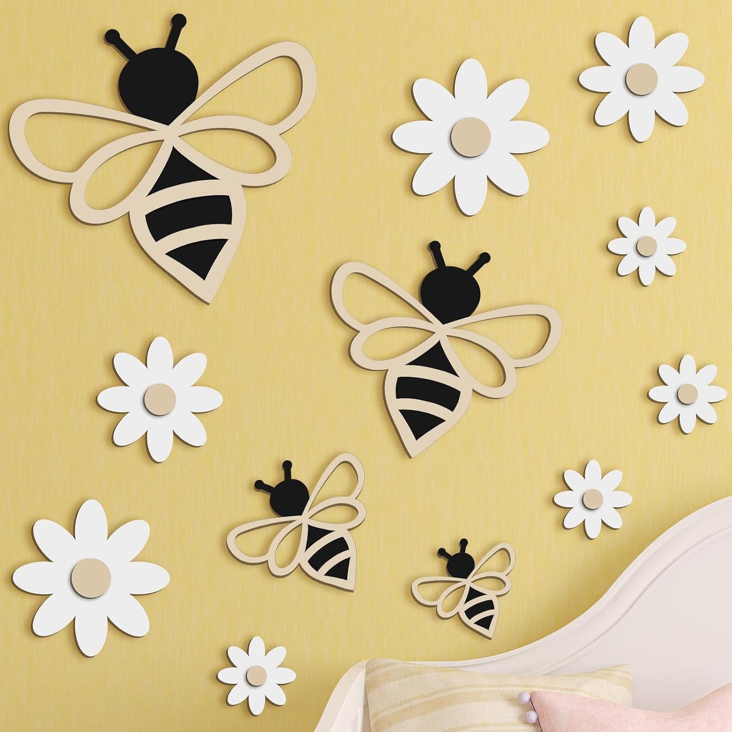 12 Pzas Arte Pared Abeja Miel Margarita Colgante