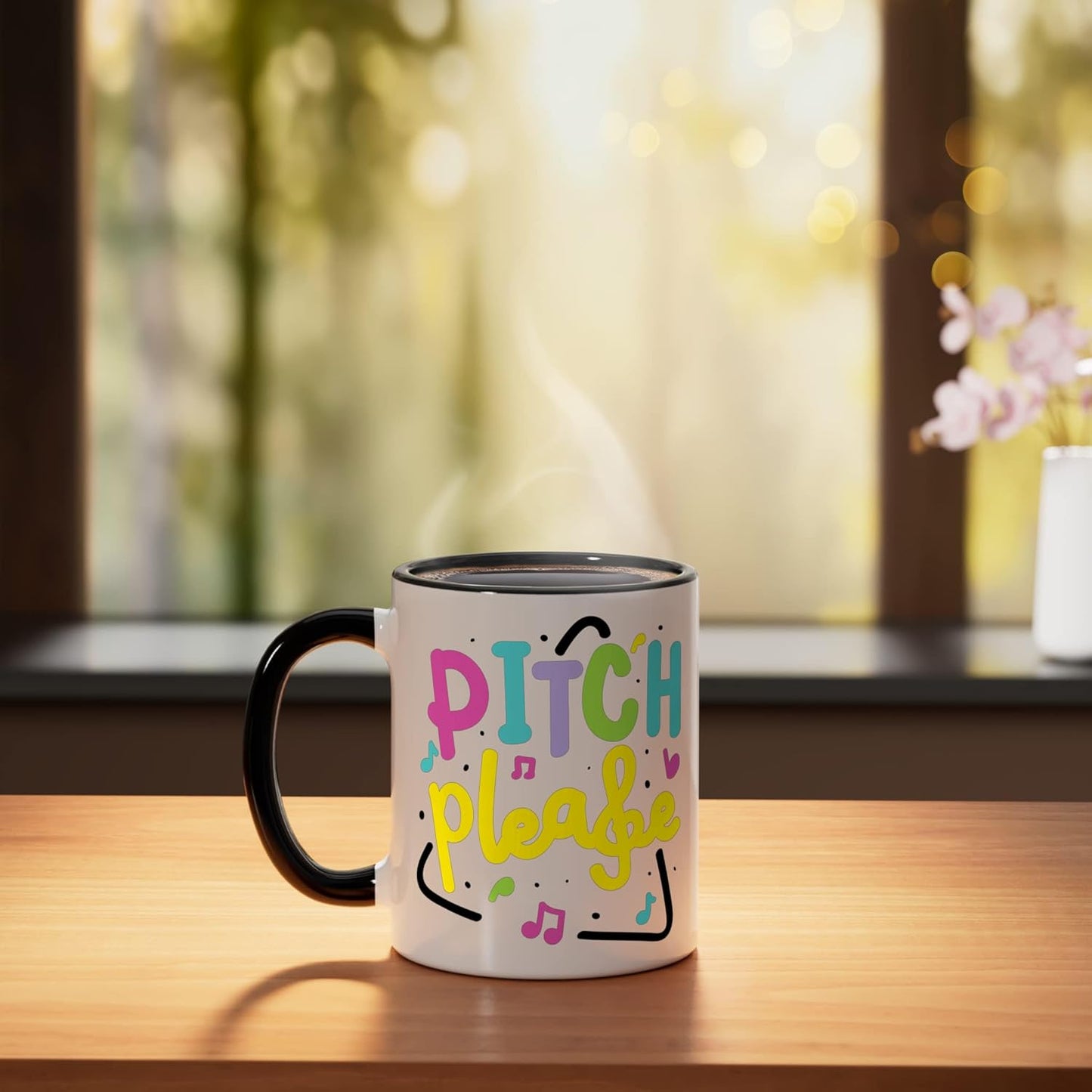Taza Cerámica Coro Notas Musicales Negro/Blanco