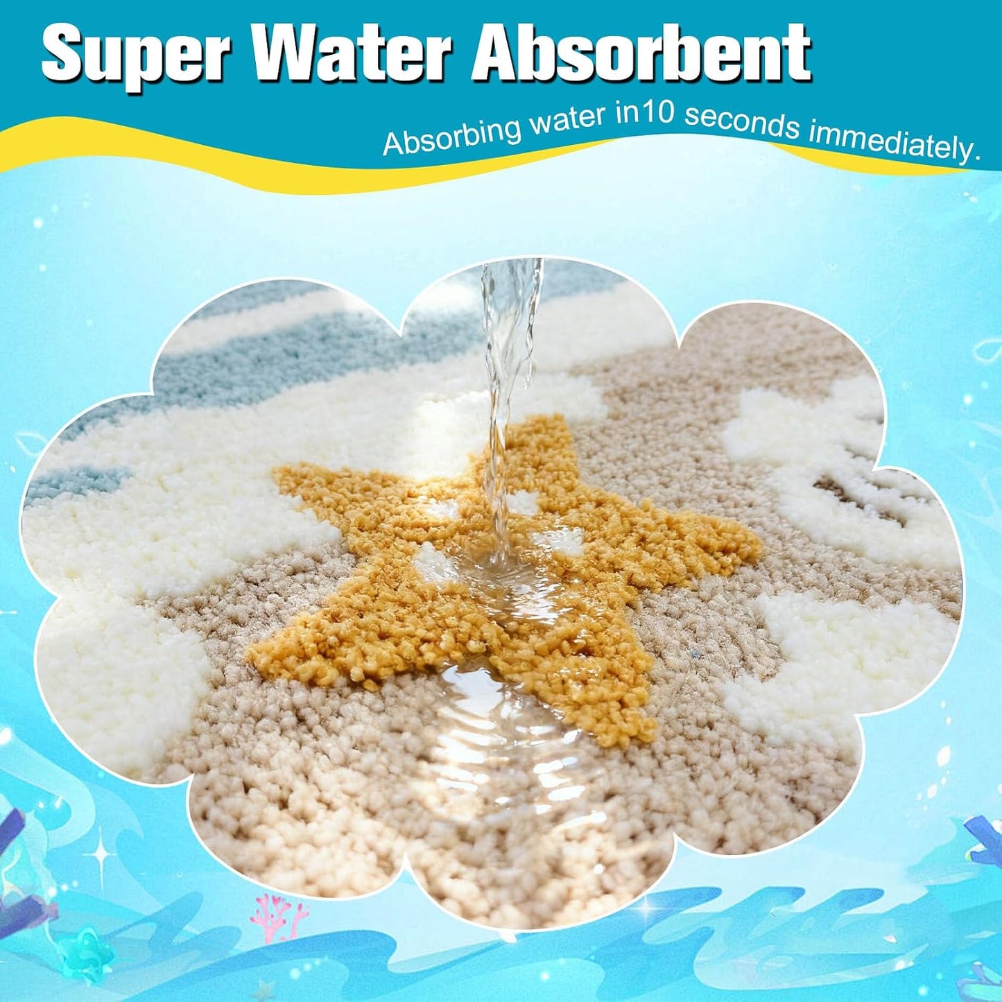 Alfombra baño antideslizante temática playa 24x48pulg