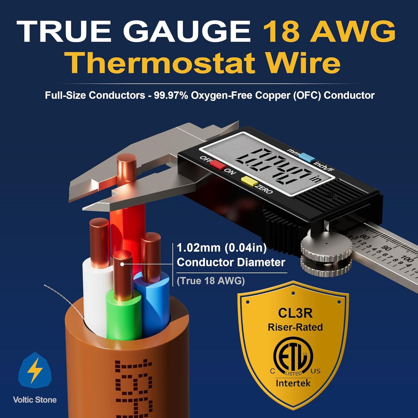 Cable HVAC termostato 18 AWG 4 conductores OFC cobre sólido