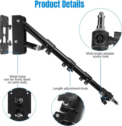 Soporte luz anillo rotativo 180° para estudio fotográfico
