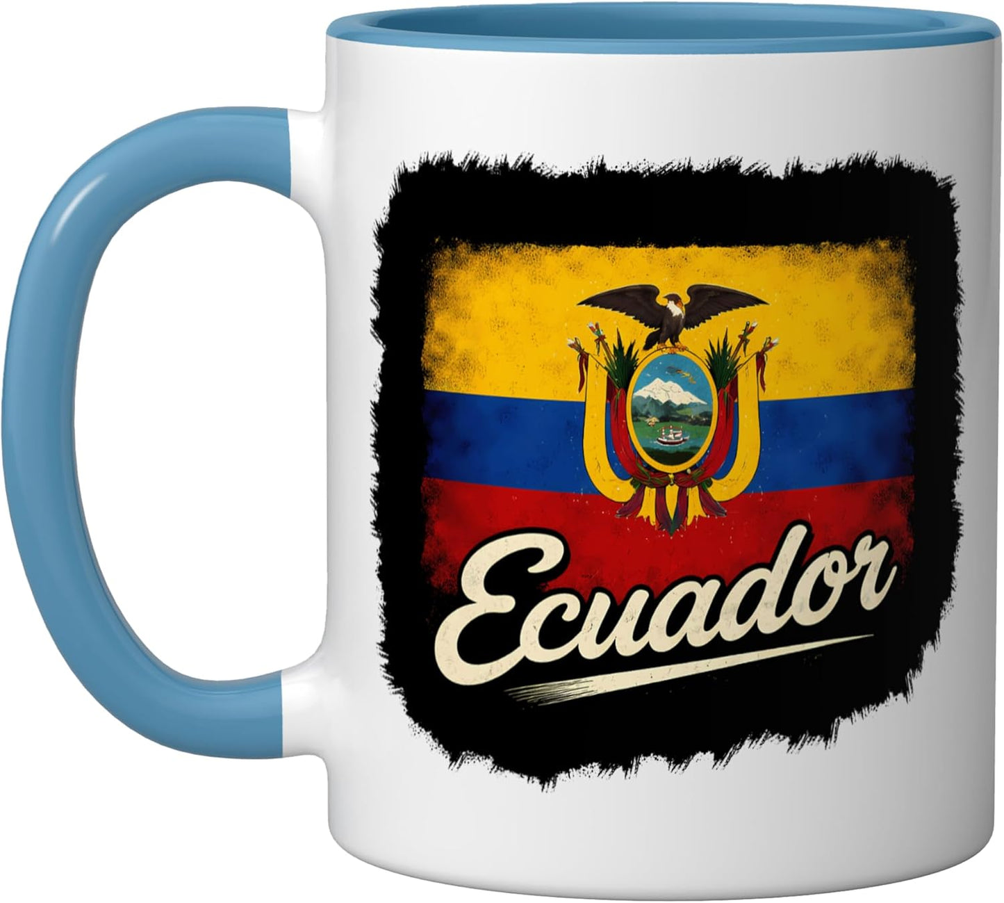 Taza cerámica bandera del Ecuador azul/blanco