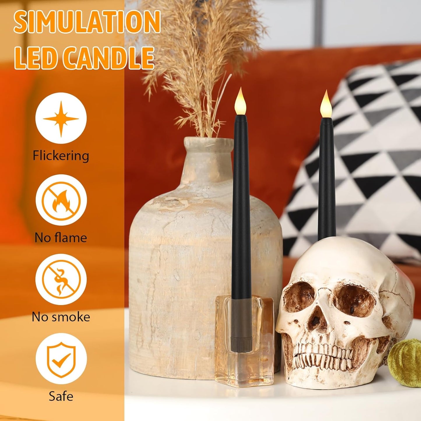 12 Velas LED Parpadeantes 8.5pulg sin Llama para Mesa Boda