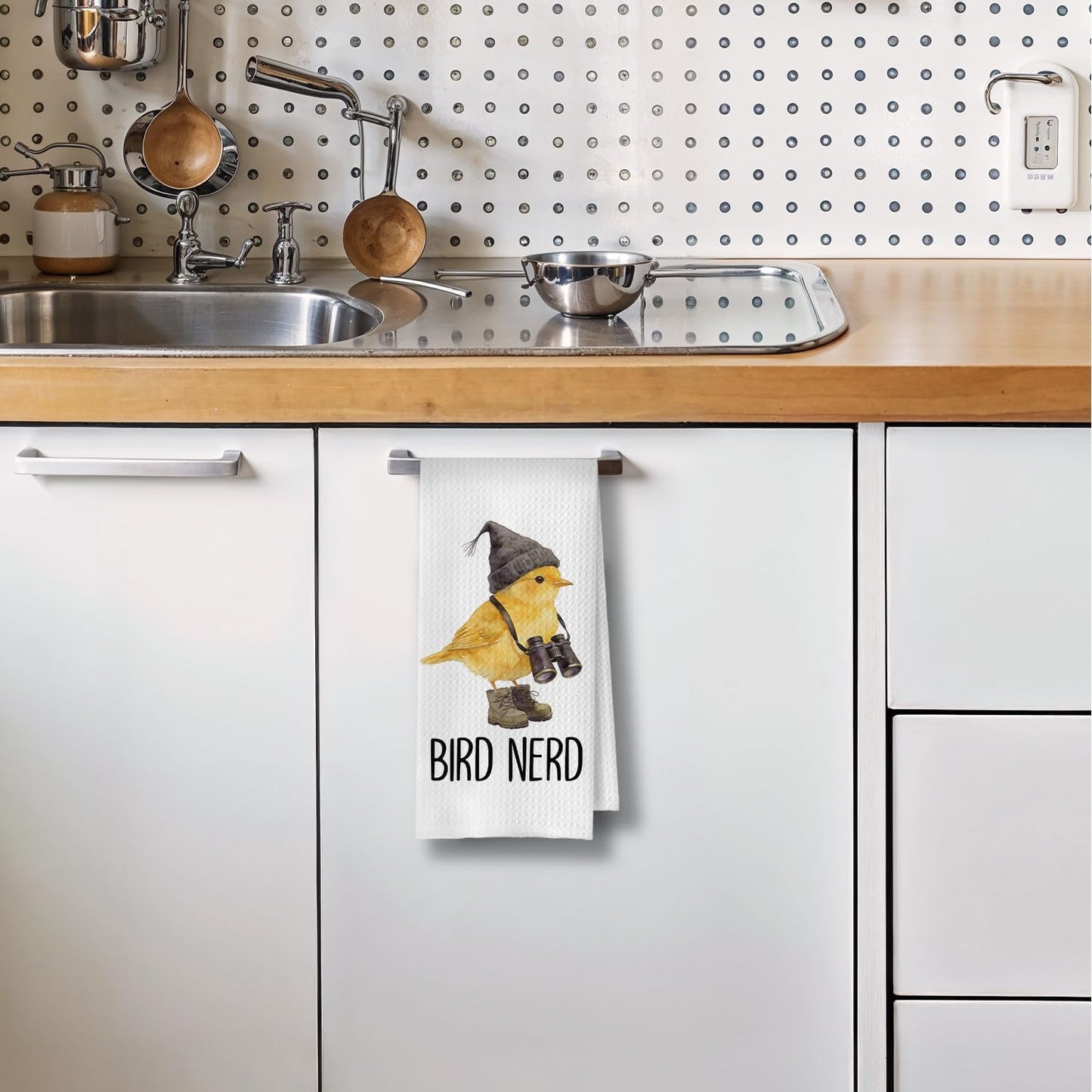 Toalla de cocina con diseño de pájaro y nerd 16 x 24 pulgadas