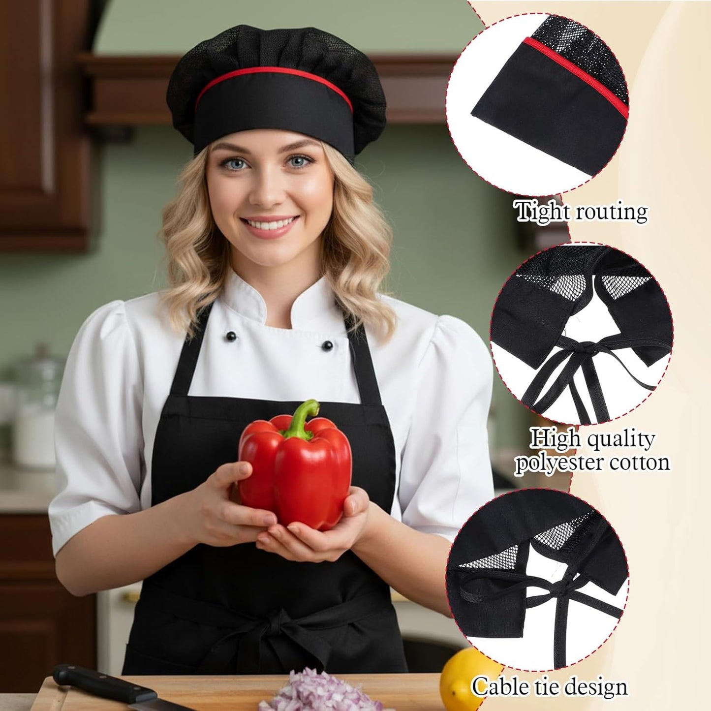 2 Pzas Cubiertas Pelo Cocina Redes Reutilizables Negro