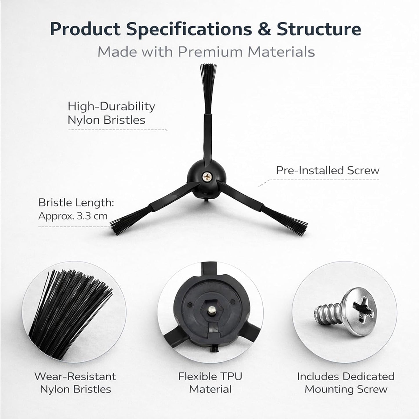 6 Cepillos laterales repuesto comp Roborock S8 Pro Qrevo