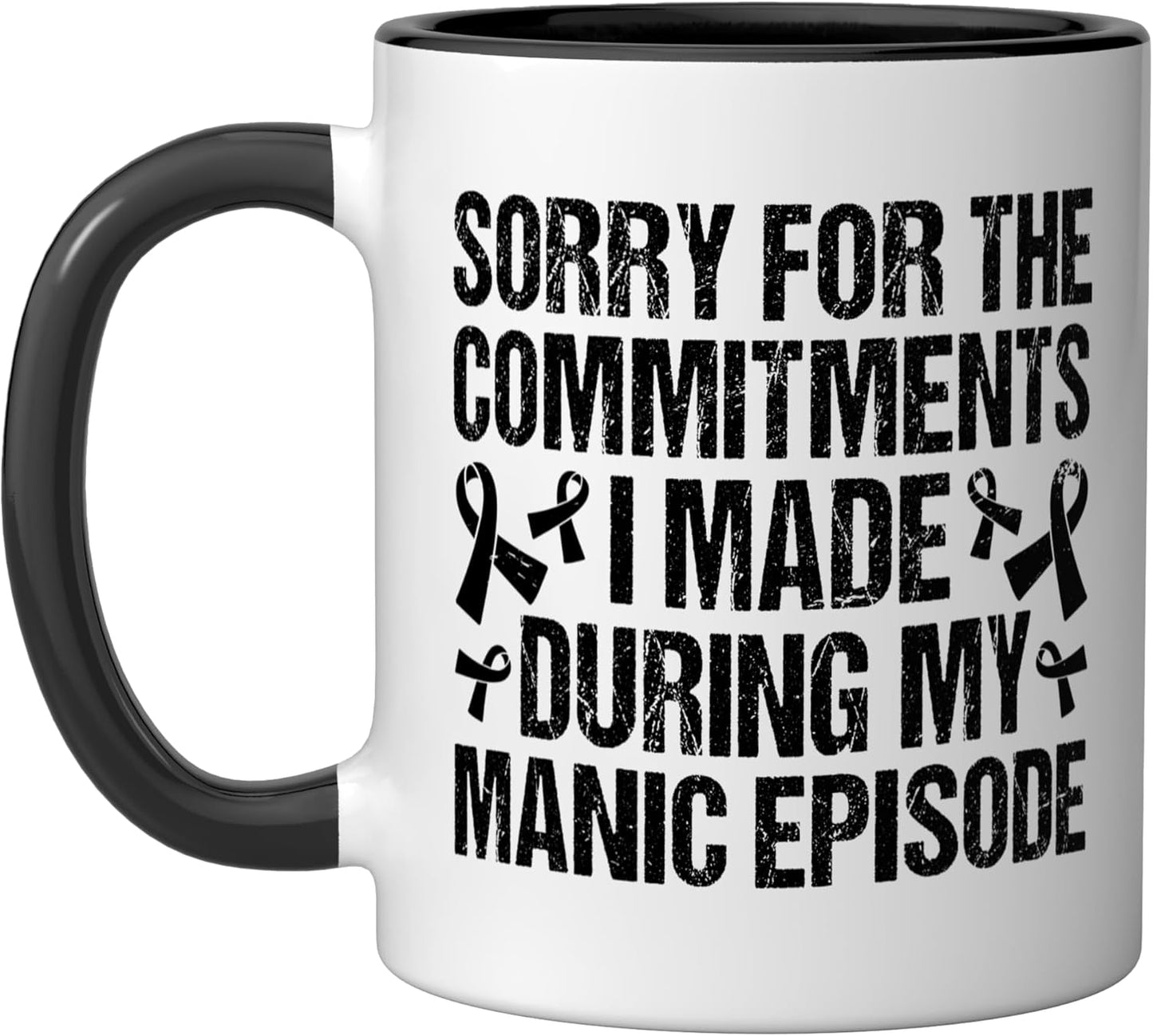 Taza de cerámica para trastorno bipolar Warrior negra/blanca