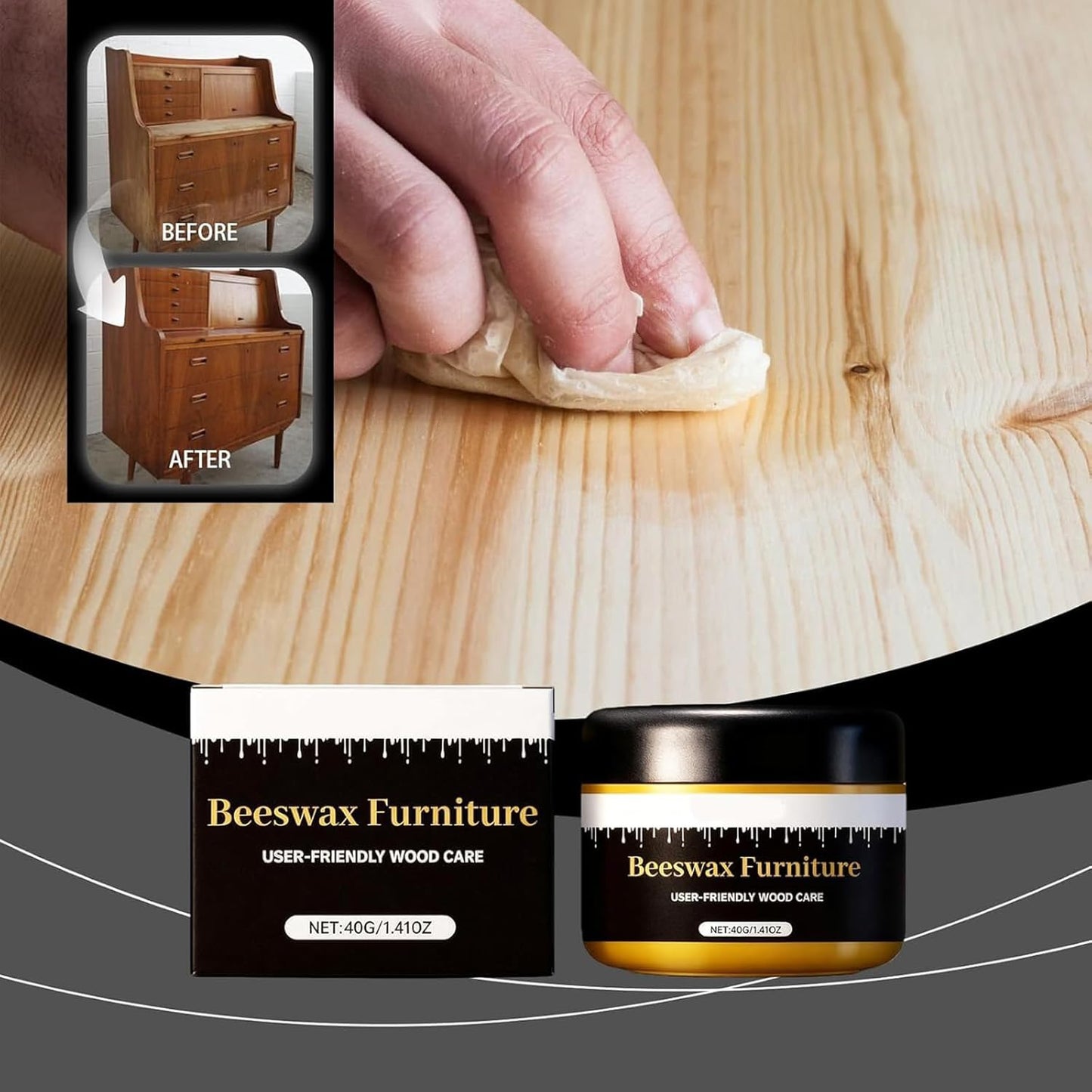 Cera para muebles protectora de madera 2 Pzas