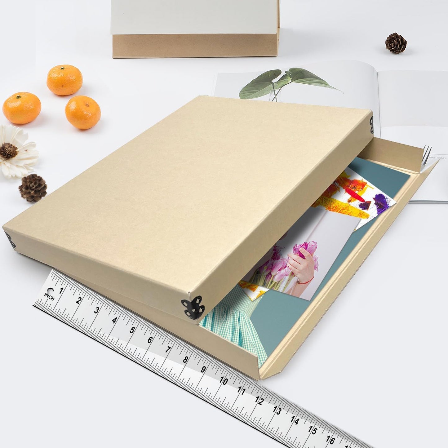 Caja almacenamiento archivos tapa abatible libre de ácidos