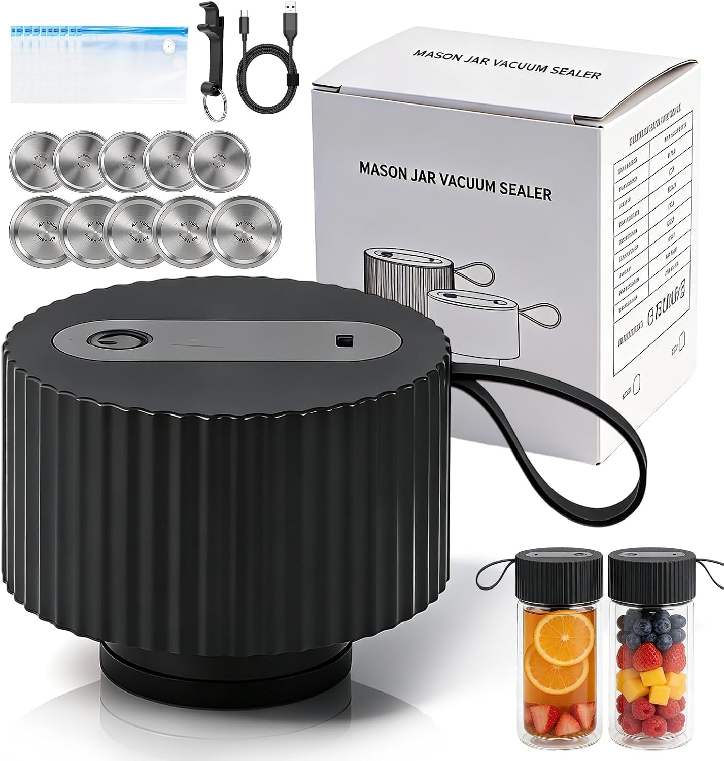 Kit sellado vacío 3en1 para tarros Mason tapas bolsas