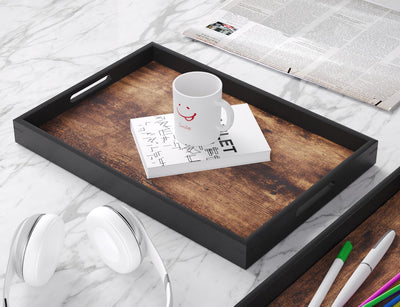 Bandejas de madera para servir con asas, bandeja grande para mesa de café