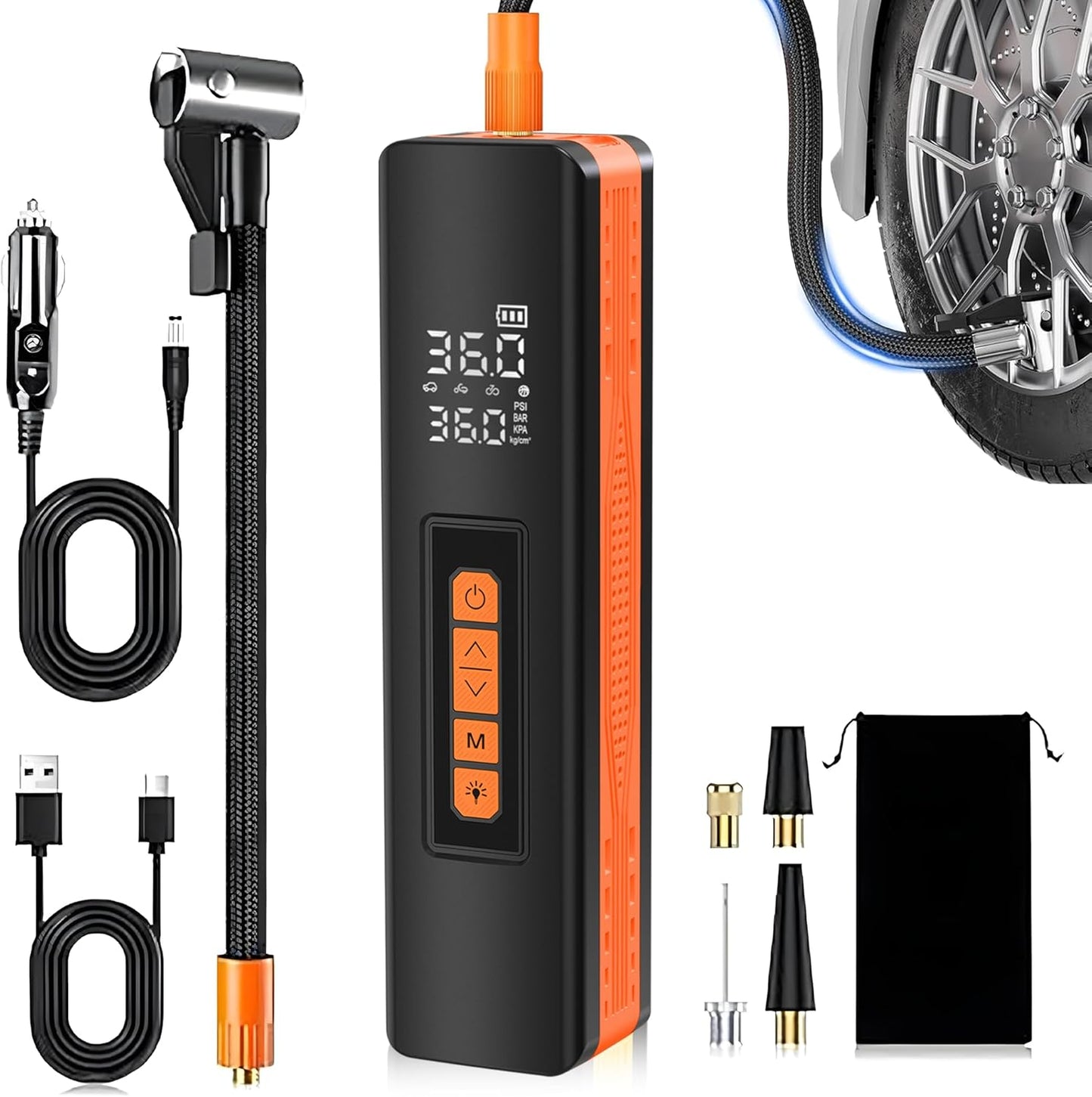 Compresor aire portátil 150PSI inflador neumáticos rápido