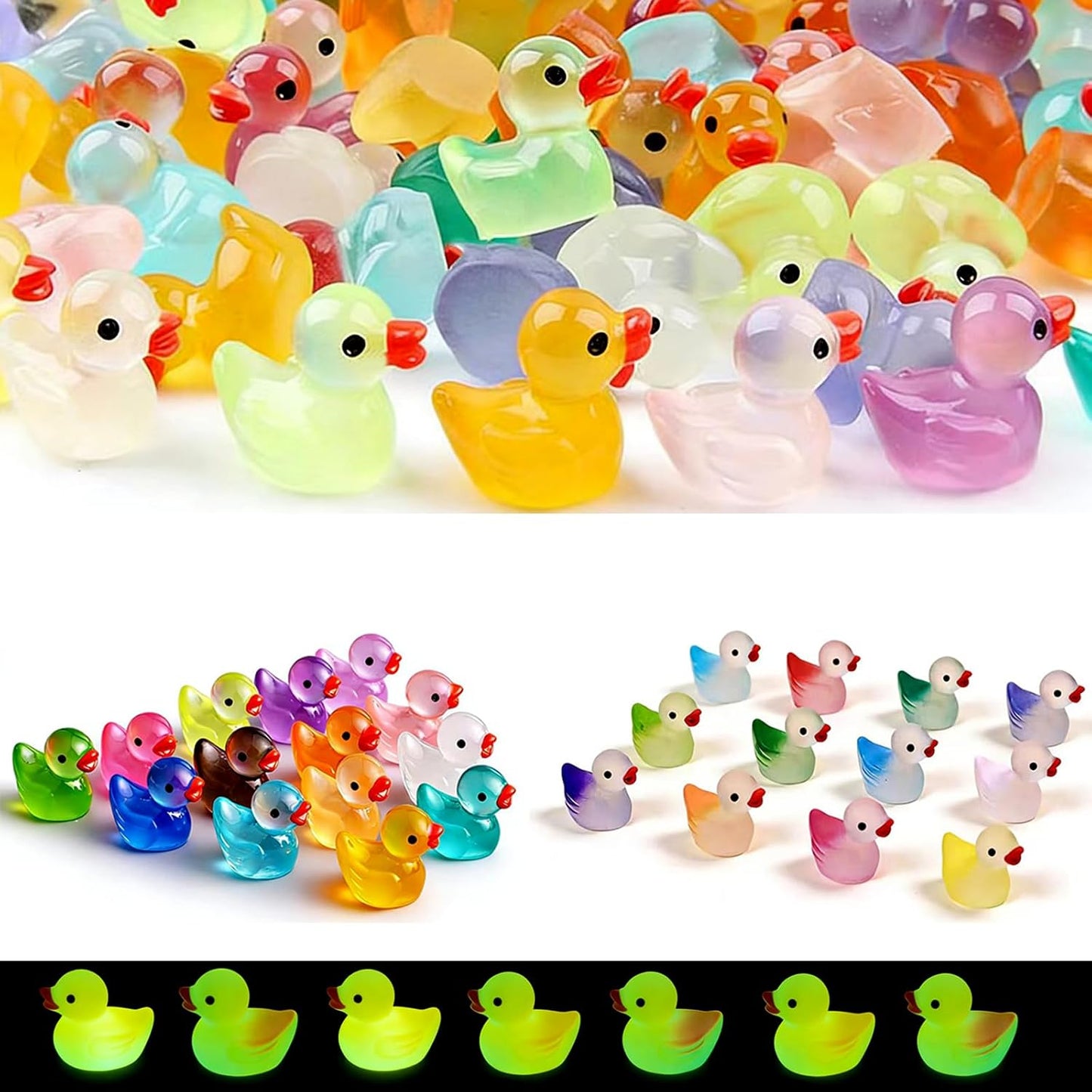 60 Pzas Patos Resina Luminosos Mini Decoración