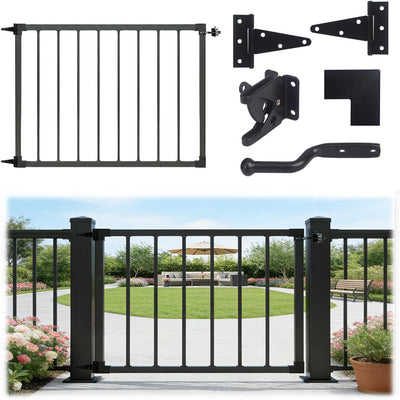 Kit puerta cubierta acero 4ft barandilla 42pulg texturizado negro