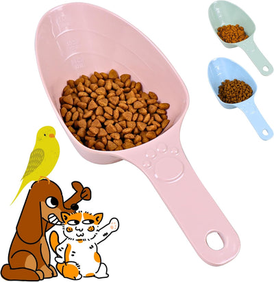 Cuchara medidora de comida para perros con marcas de 1/2 y 1/4 de taza