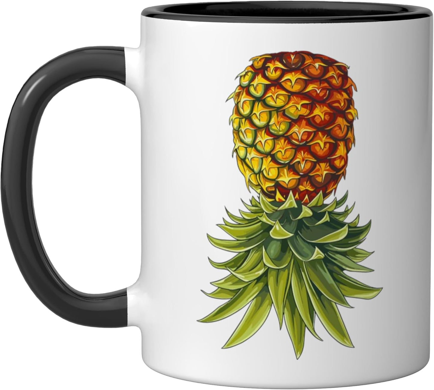 Taza de cerámica invertida con forma de piña negra/blanca