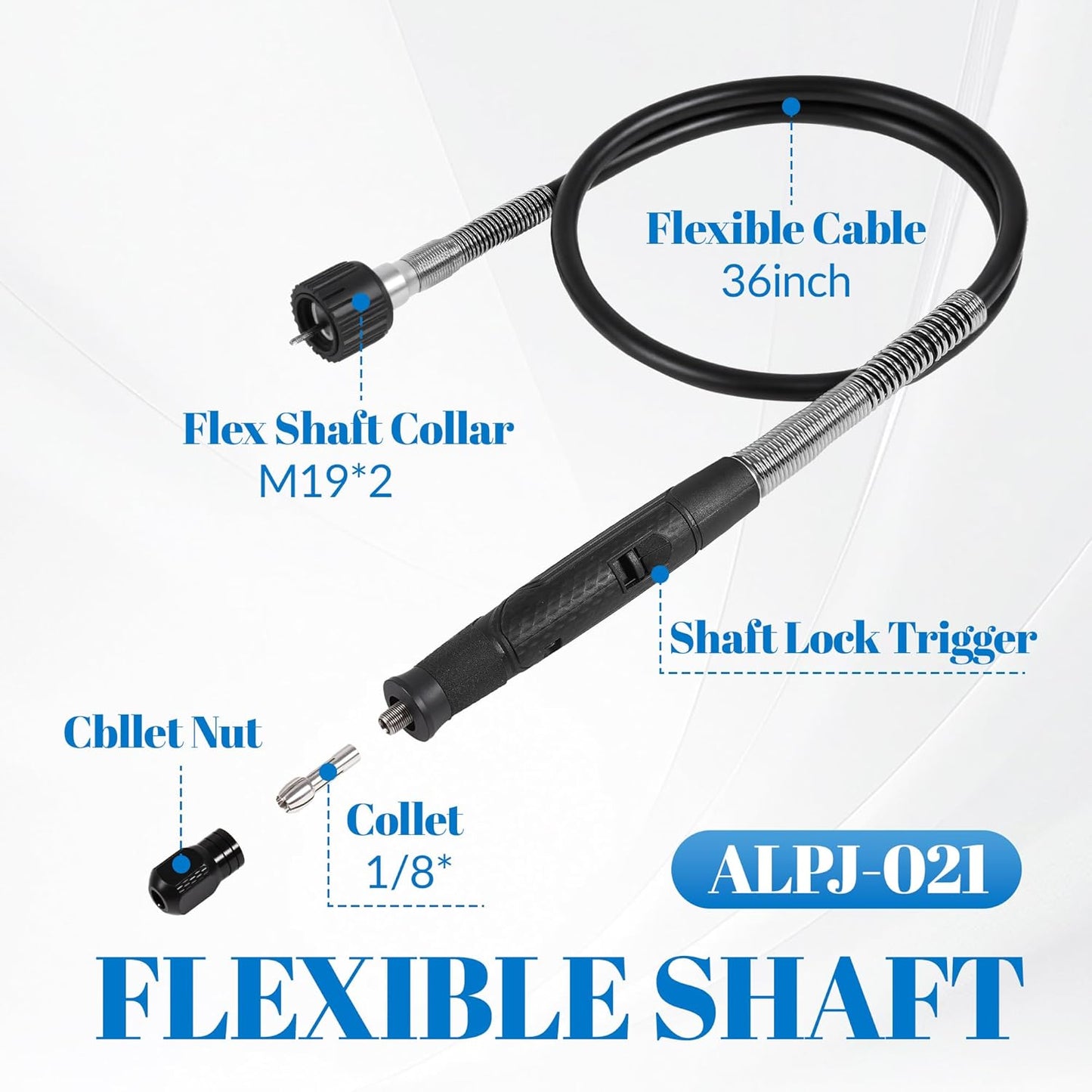 Accesorio eje flexible 36pulg pulidor lijadora negro