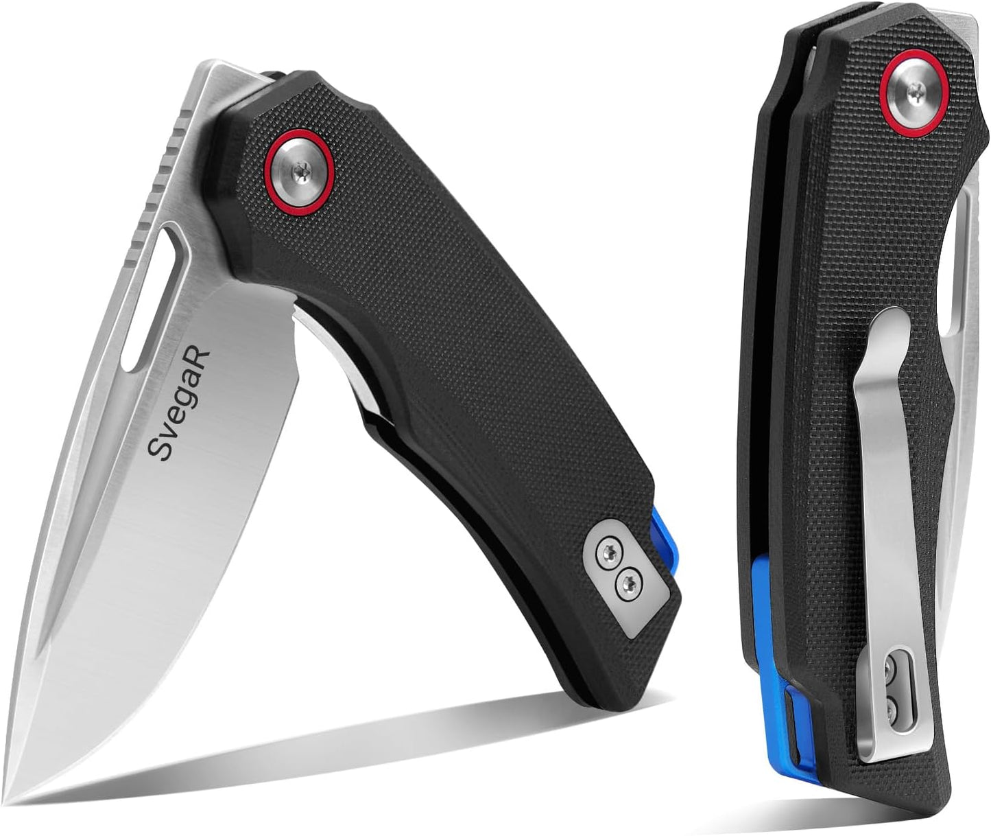 Cuchillo bolsillo EDC acero D2 2.72pulg mango G10 fibra carbono