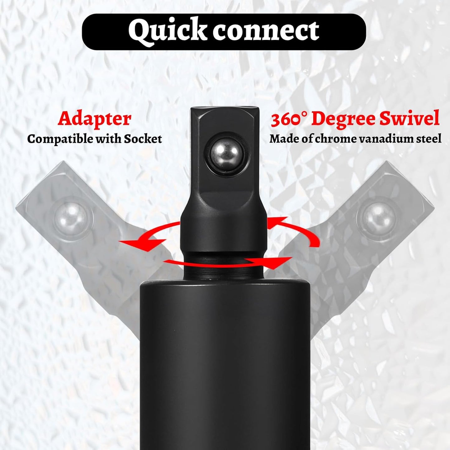 Adaptador enchufe giratorio universal 2 pzas acero CR-V negro