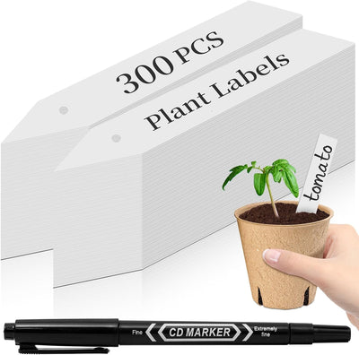 300 Pzas Etiquetas Plástico Impermeables para Jardín Blanco