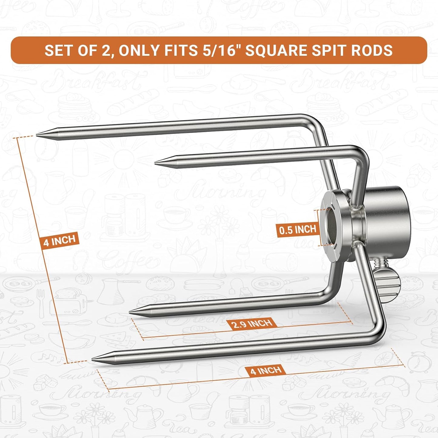Tenedores asador acero inox 5/16pulg 1 par