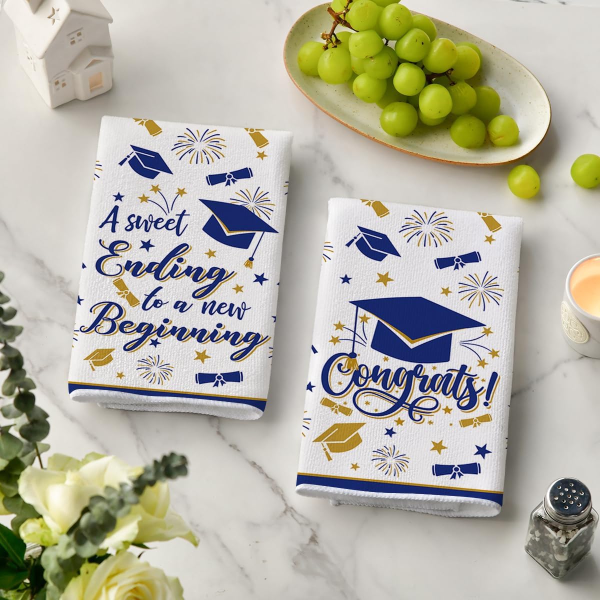 Set 2 Toallas Graduación Texto Congrats 18x26pulg