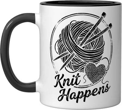 Taza Cerámica para Amantes del Ganchillo Negro/Blanco