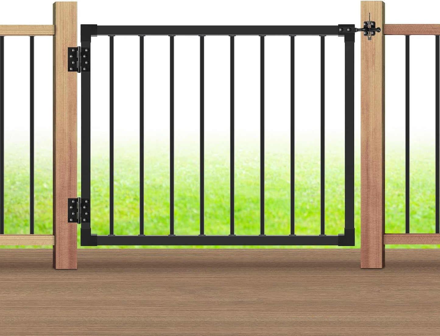 Puerta barandilla cubierta 36x48pulg seguridad pestillo negro