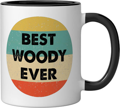 Taza de cerámica Woody Name en negro y blanco