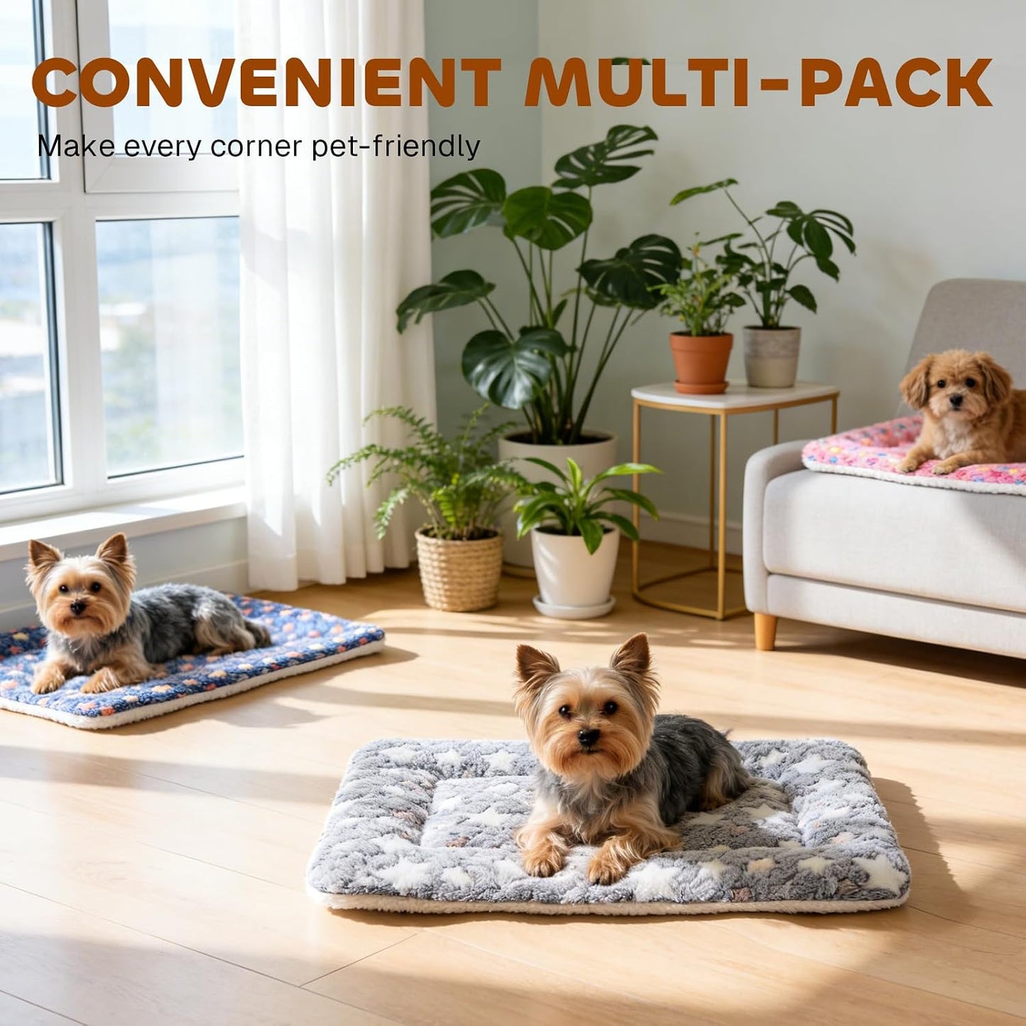 Cama perro estrellas reversible 21x12pulg set 2 gris