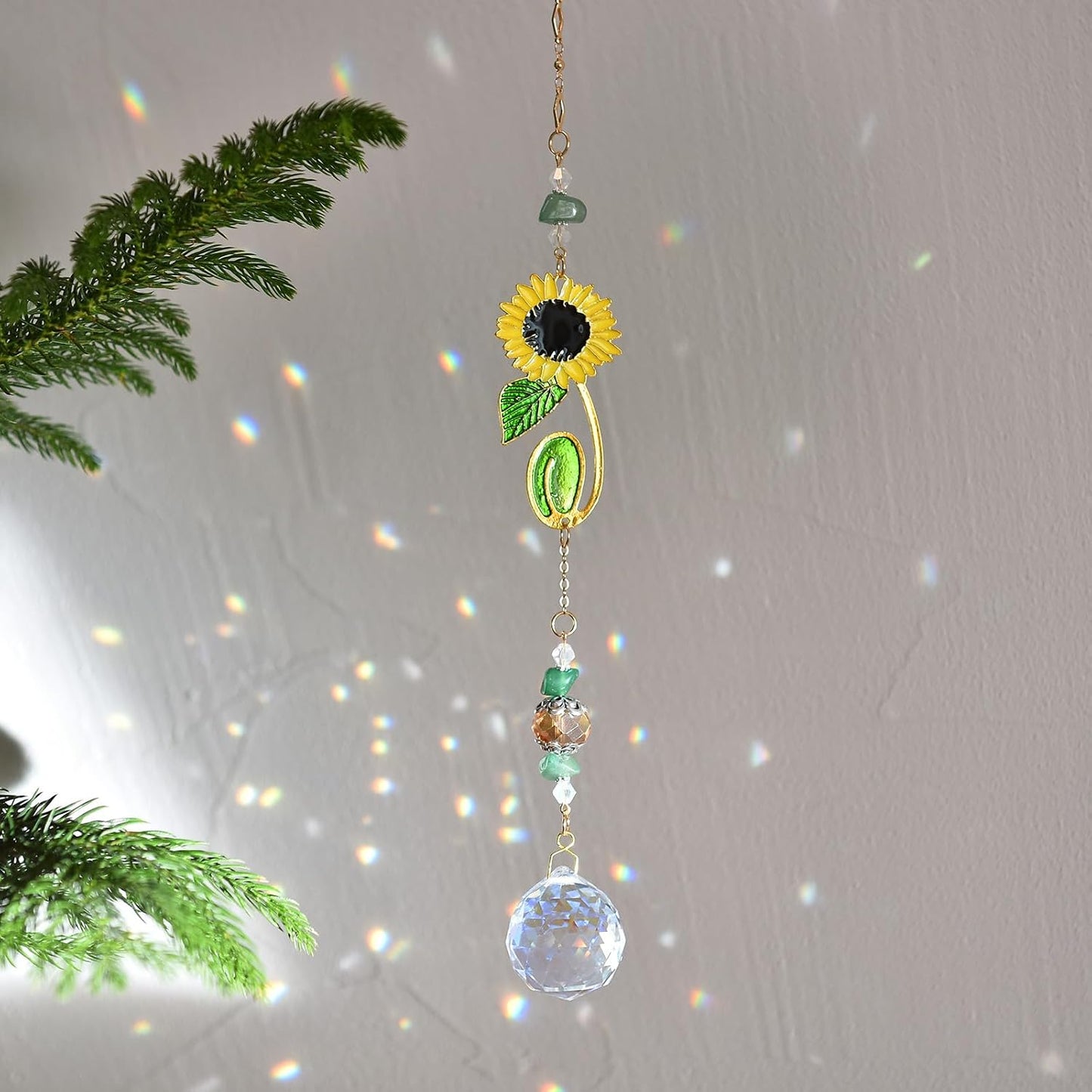 Atrapasoles colgante cristal decoración hogar girasol