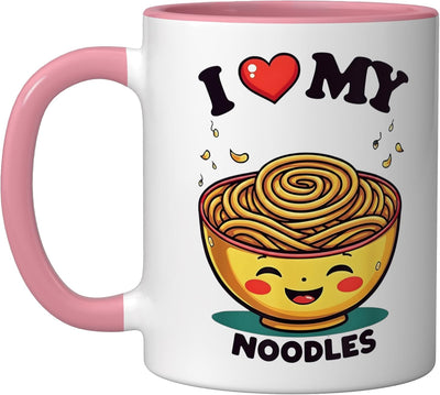 Taza Cerámica Spaghetti para Hombres y Mujeres Rosa/Blanca