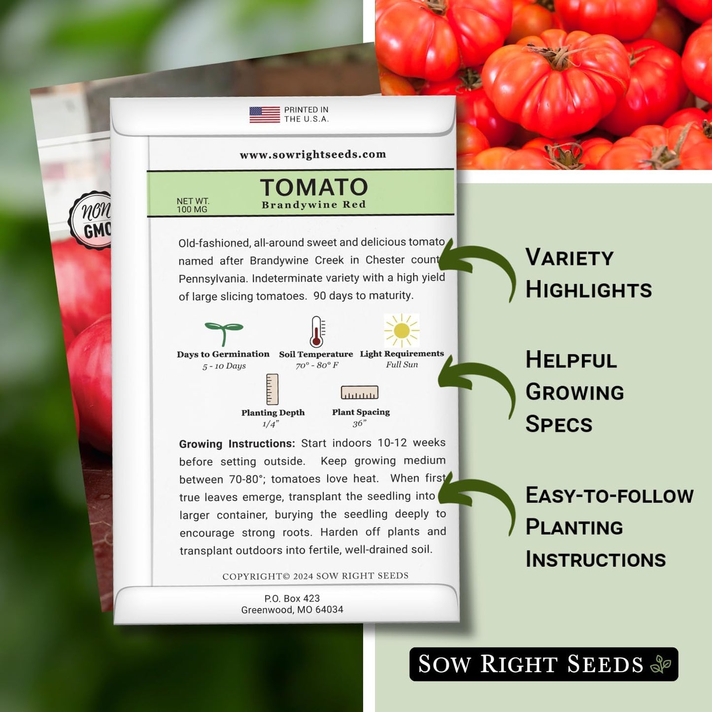 Semillas tomate rojo Brandywine carne de res jardín