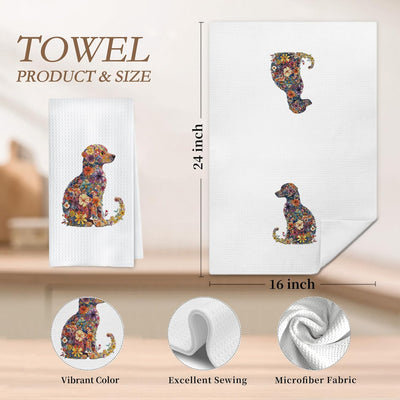 Juego de 2 toallas de cocina con diseño floral bohemio para perros