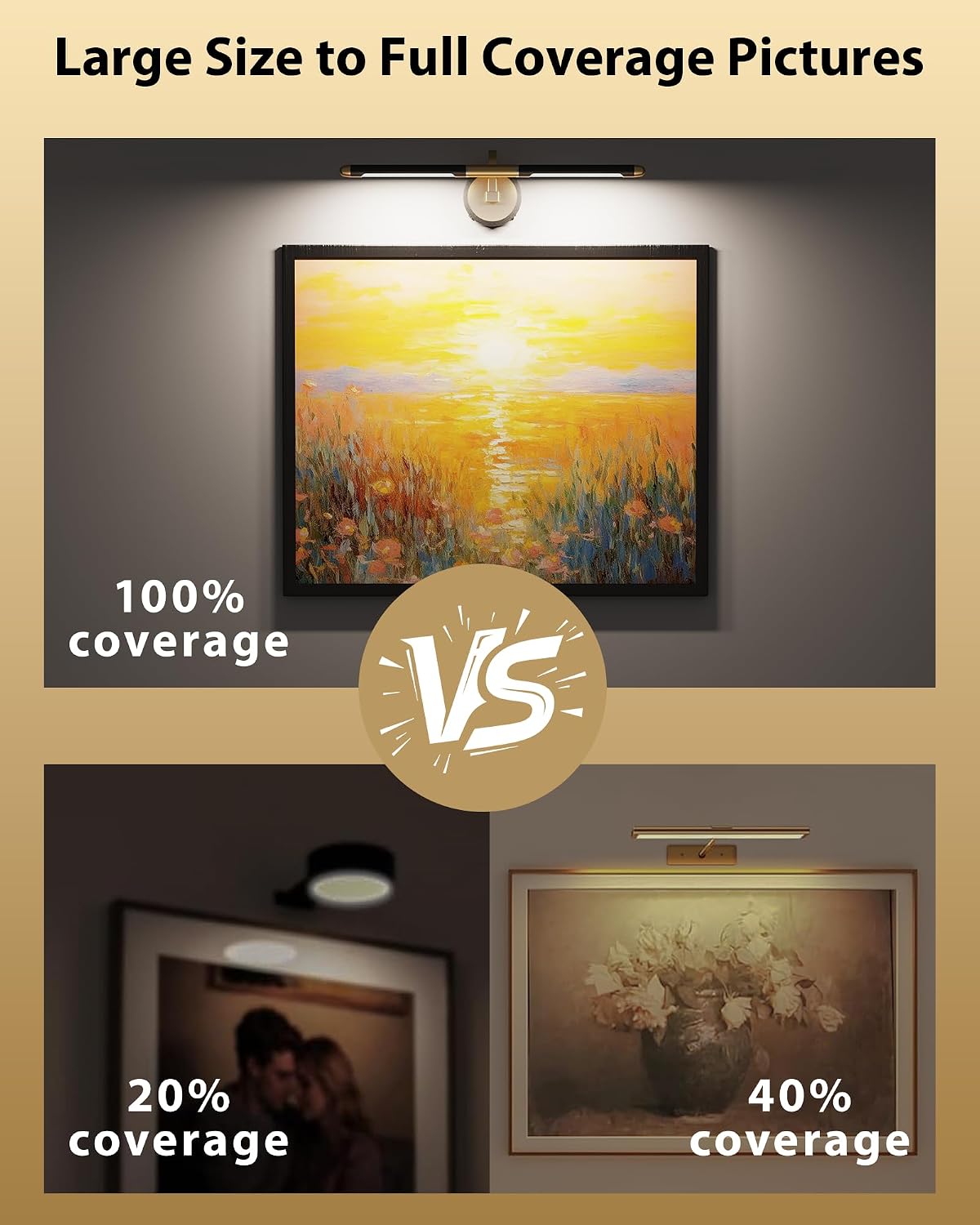 Luz inalámbrica 24pulg negro y dorado para arte