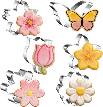 Set 6 cortadores galletas flores acero inox