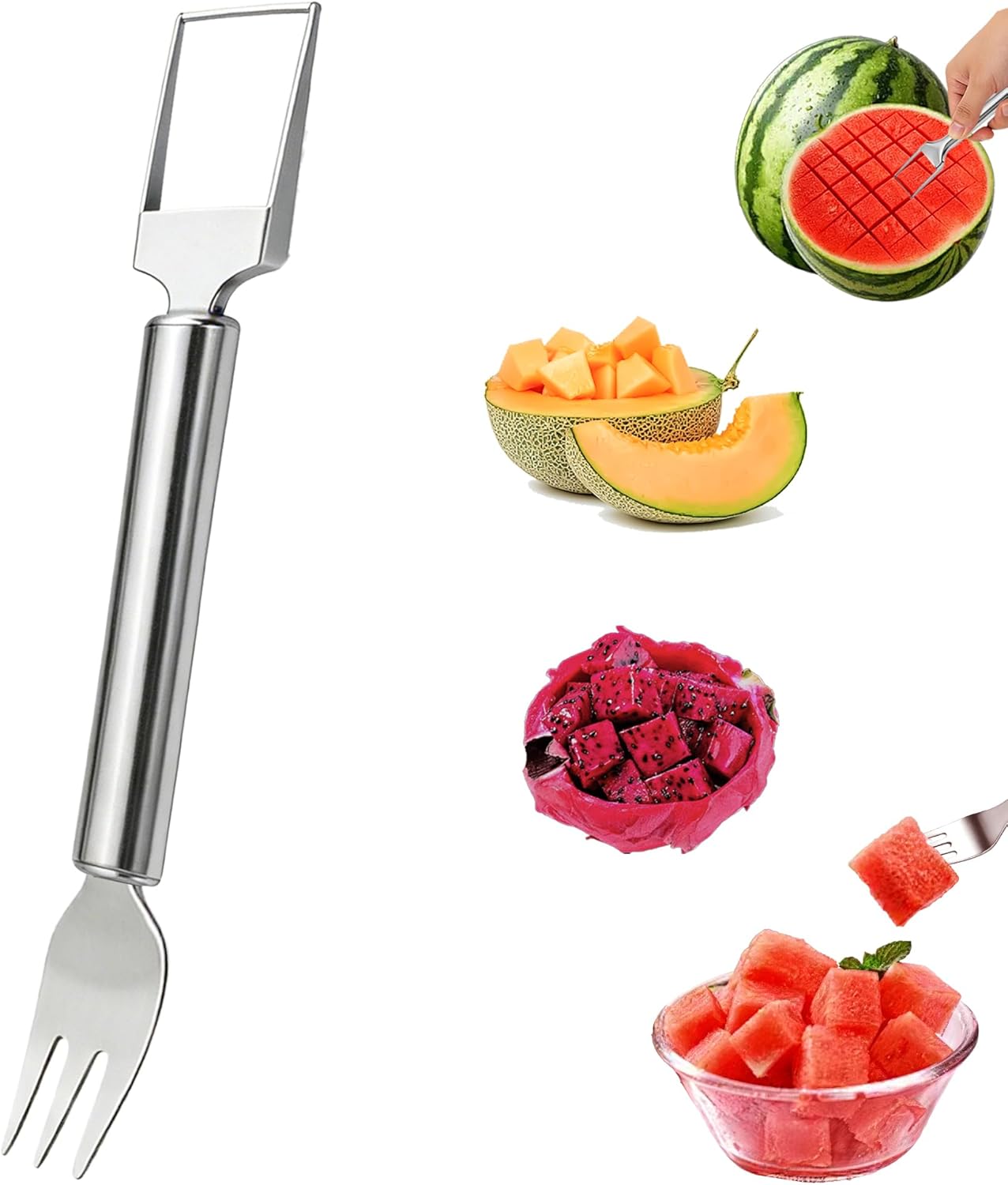 Cortador de frutas de acero inoxidable 2 en 1 doble cabezal