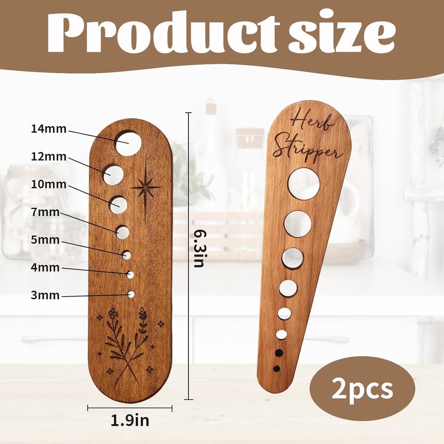 Juego separador de hojas de madera 2 piezas para hierbas y verduras