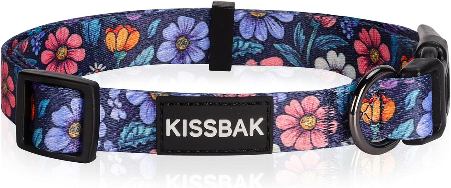 Collar floral suave ajustable para perra cachorro S