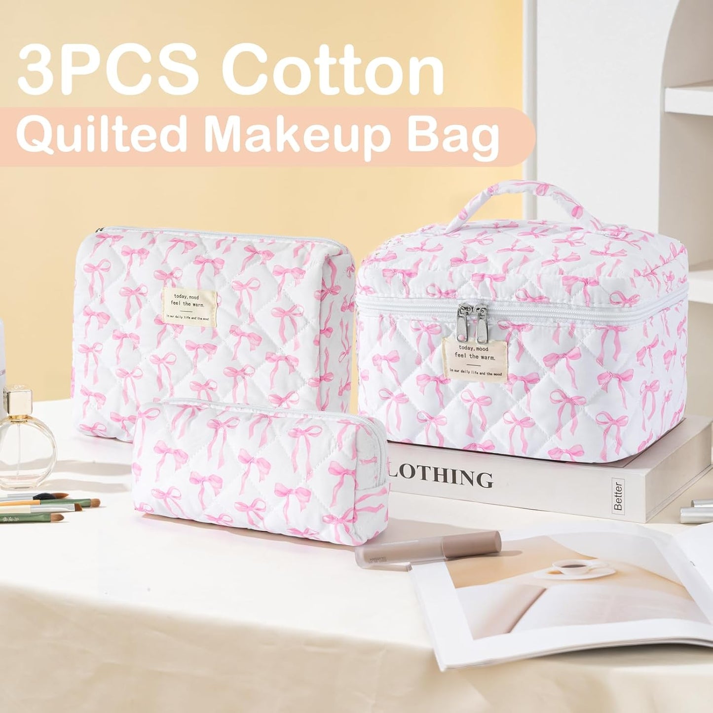 Bolsa maquillaje acolchada algodón Arco Pastel