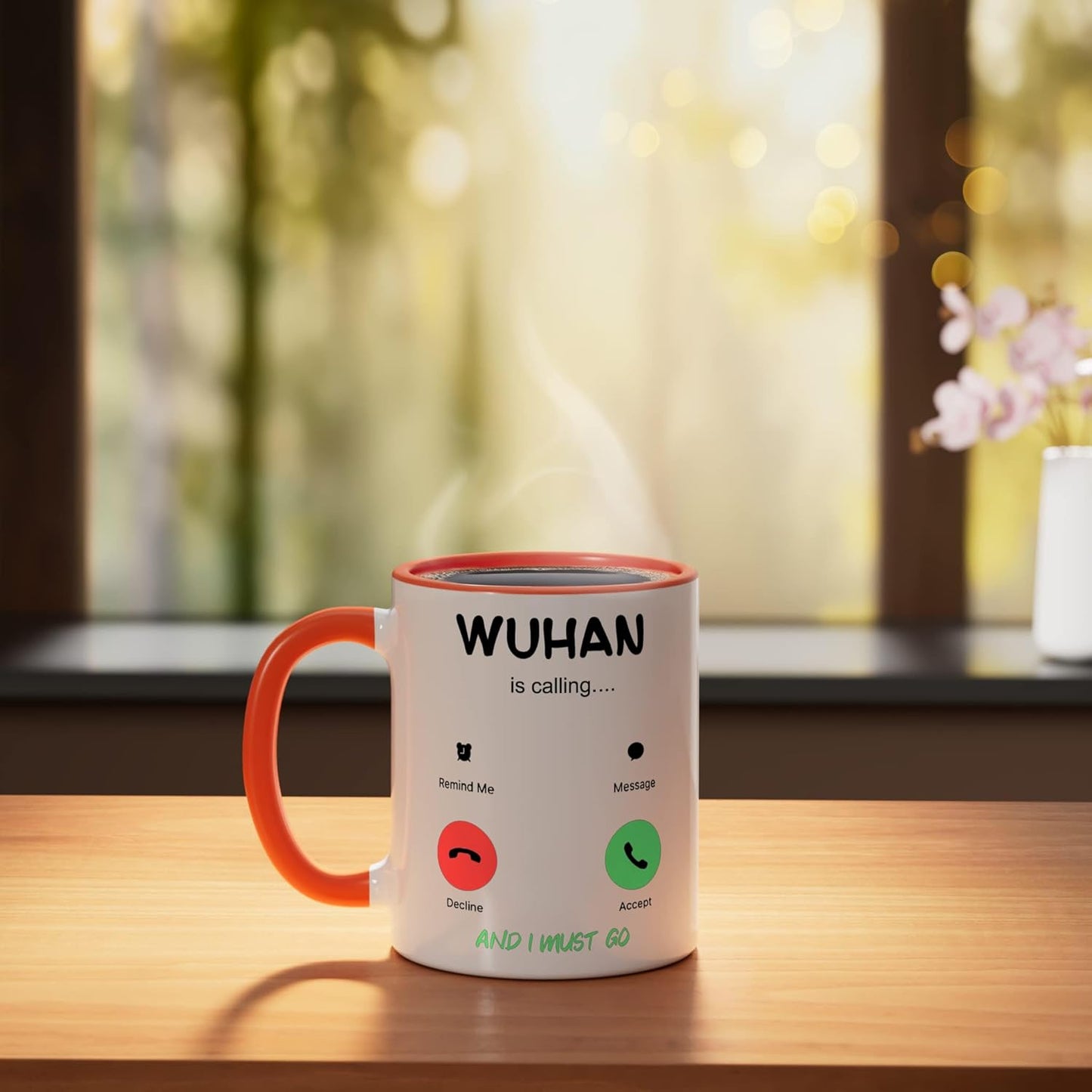 Taza Cerámica Viaje China Naranja/Blanco