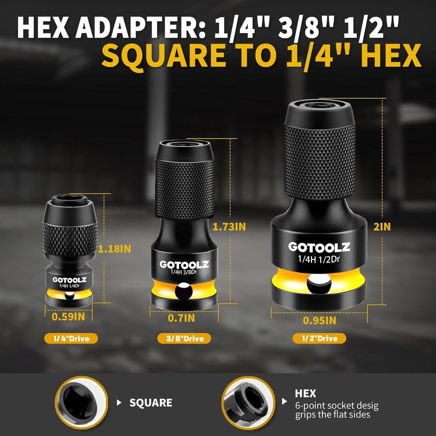 Adaptador broca impacto 1/4 pulgada hembra a hexagonal