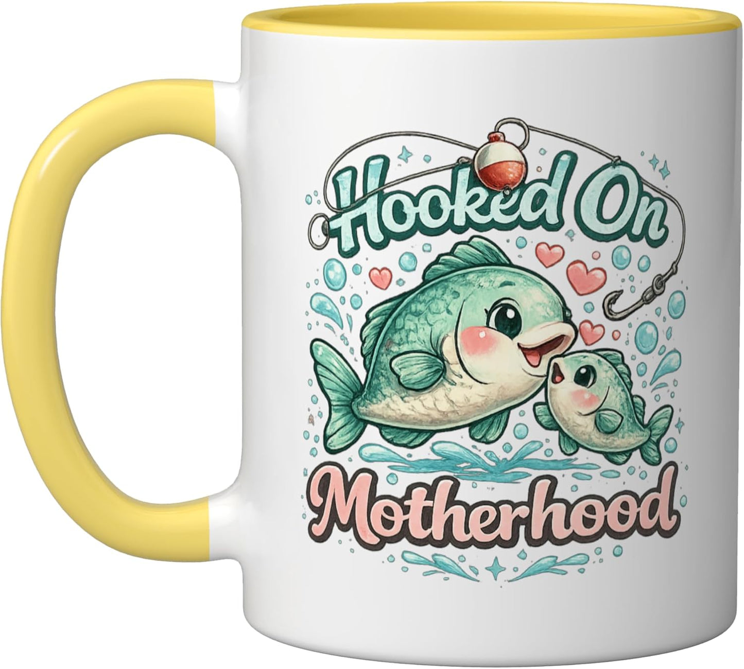 Taza Cerámica para Mamá de Pesca en Amarillo/Blanco