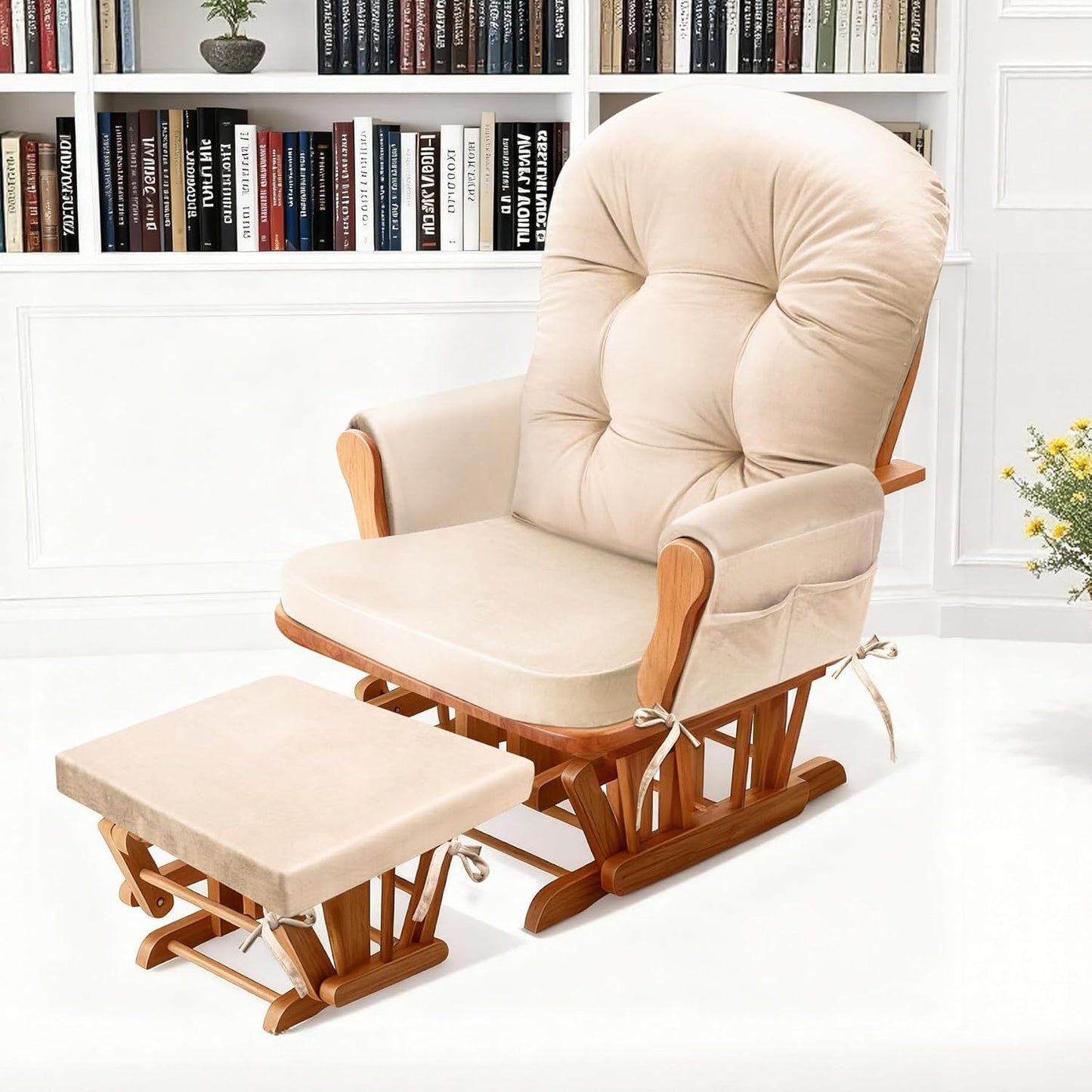Set Cojines Silla Mecedora con Bolsillos Beige
