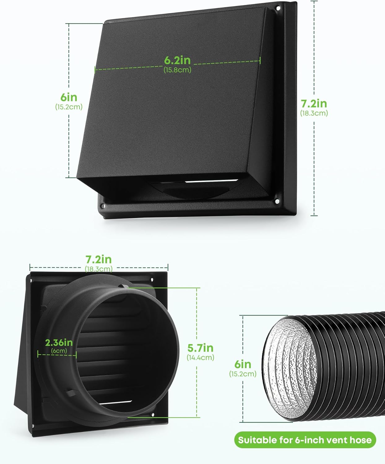Cubierta escape pared 6pulg extractor acolchado