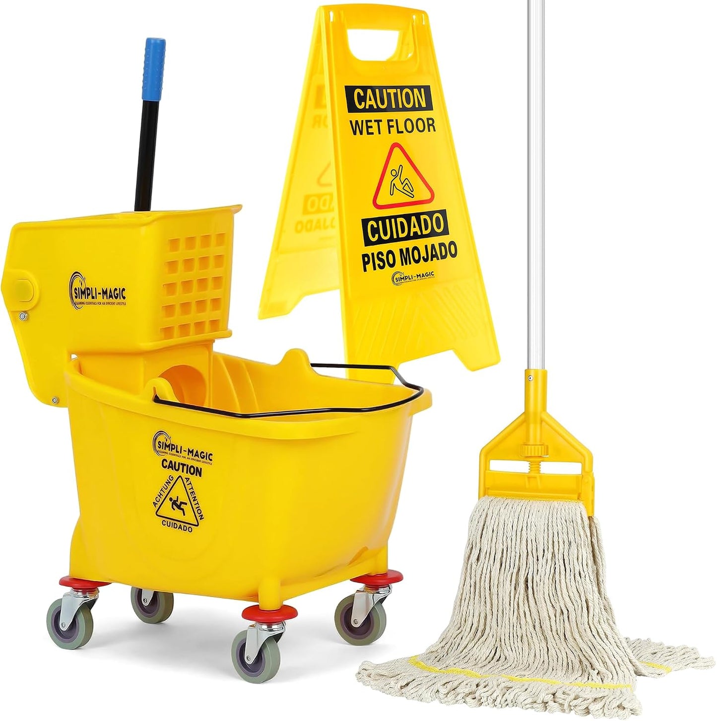 Escurridor cubo fregona 35qt amarillo con trapeador